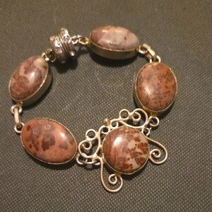Vintage Silver Plated Jasper Bracelet